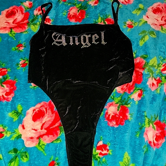 Velvet Rhinstone ANGEL Bodysuit NWT - Picture 1 of 9